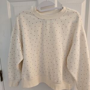 Hippie Rose Cream Top with Tiny Pink Heart Detail Size XS Crew Neck Sweatshirt